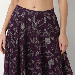 Printed Viscose Flared Skirt