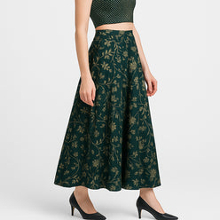 Printed Below Knee Flared Skirt
