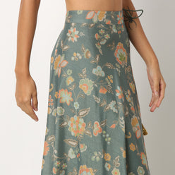 Floral Polyester Flared Skirt