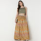 Printed Full Length Flared Skirt