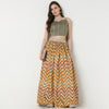 Printed Full Length Flared Skirt