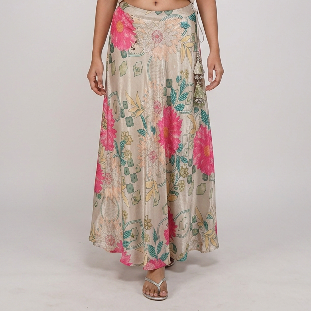 Printed Flare Fit Mid Rise Skirt