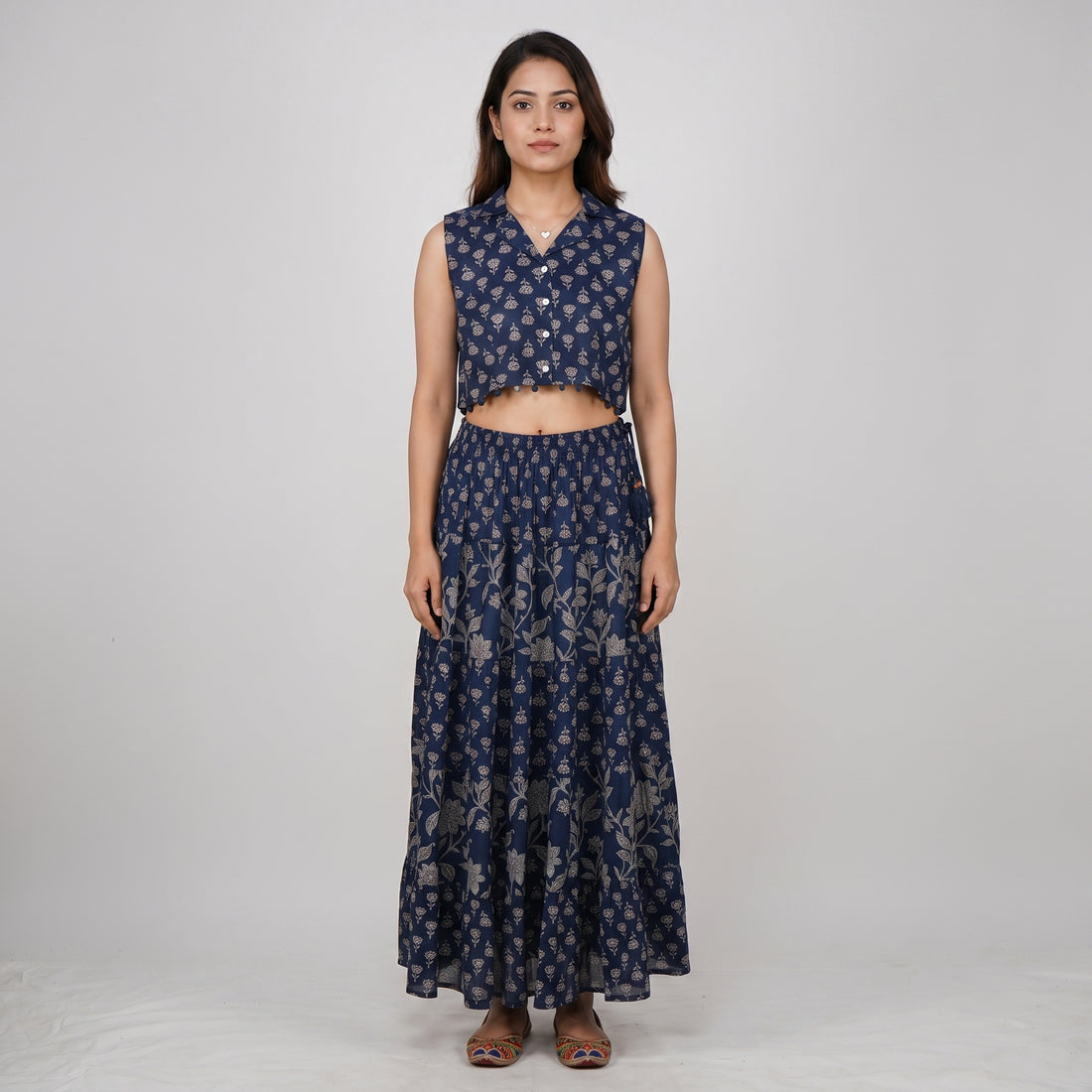 Cotton Printed Flared Skirt
