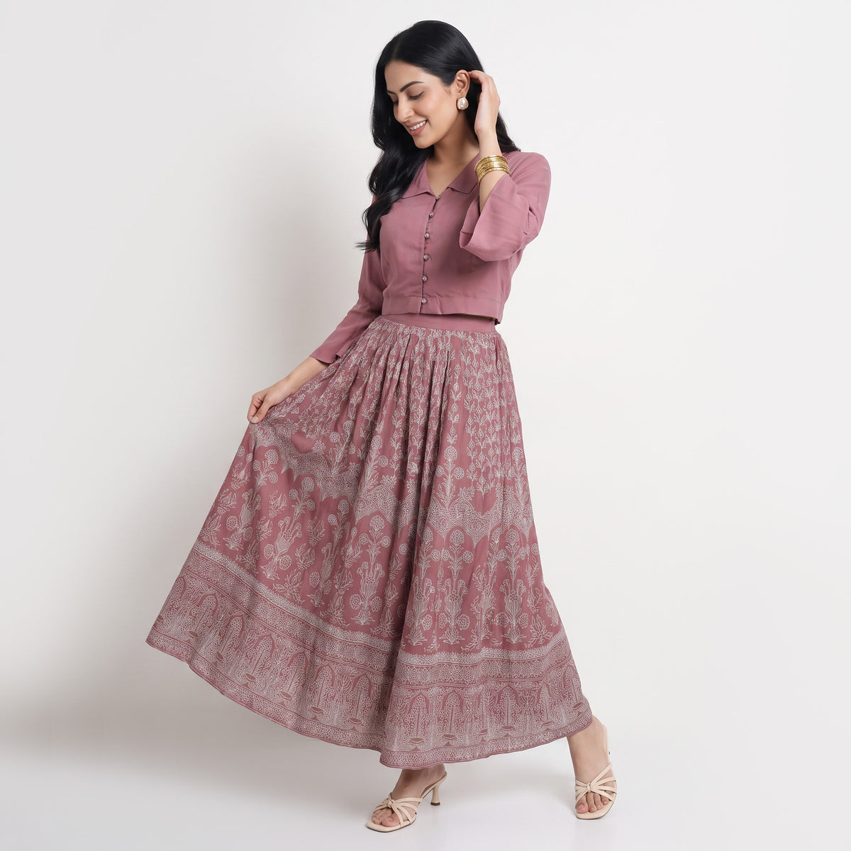 Printed Flared Skirt