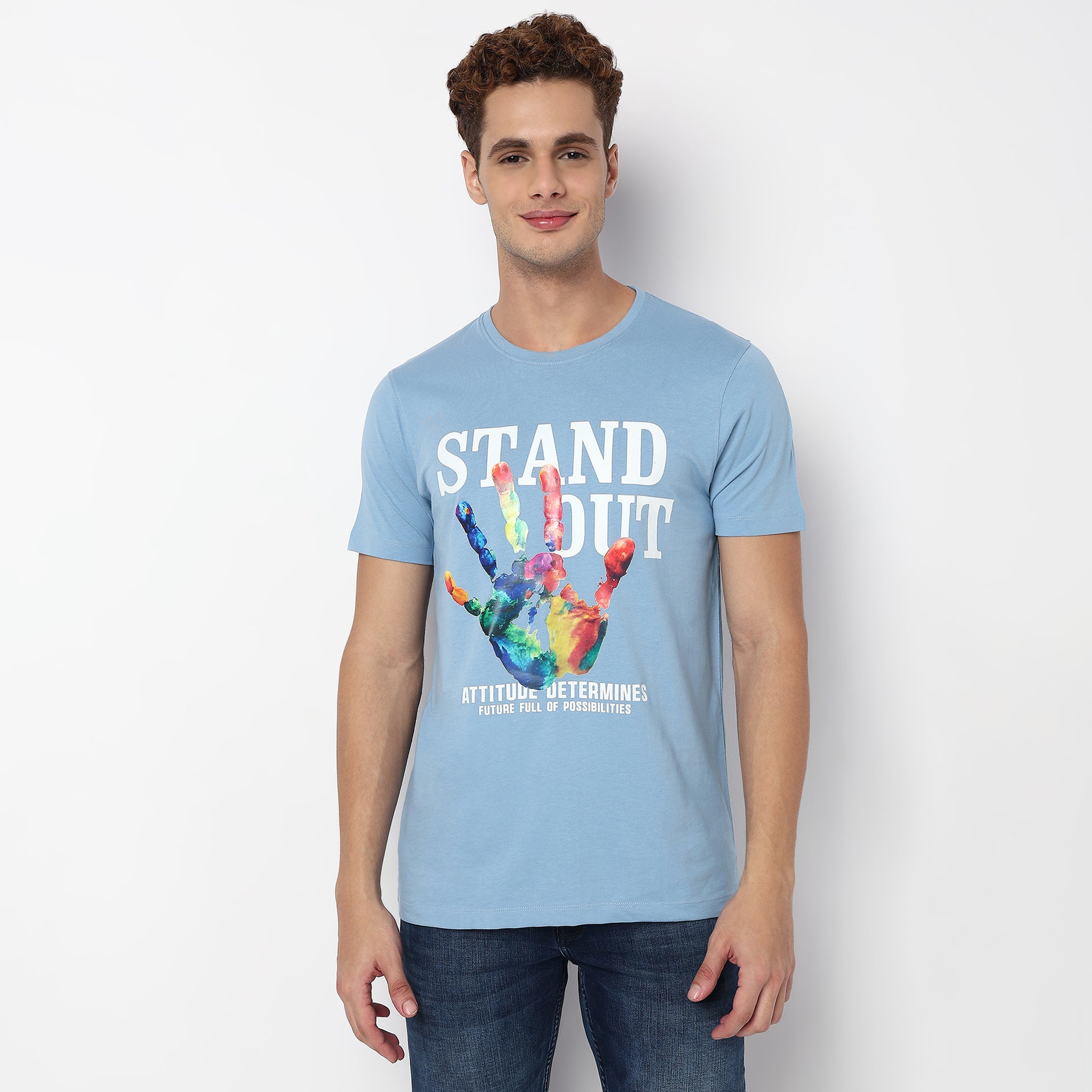 Knitted Graphic Crew Neck T-Shirt