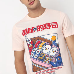 Knitted Graphic Crew Neck T-Shirt