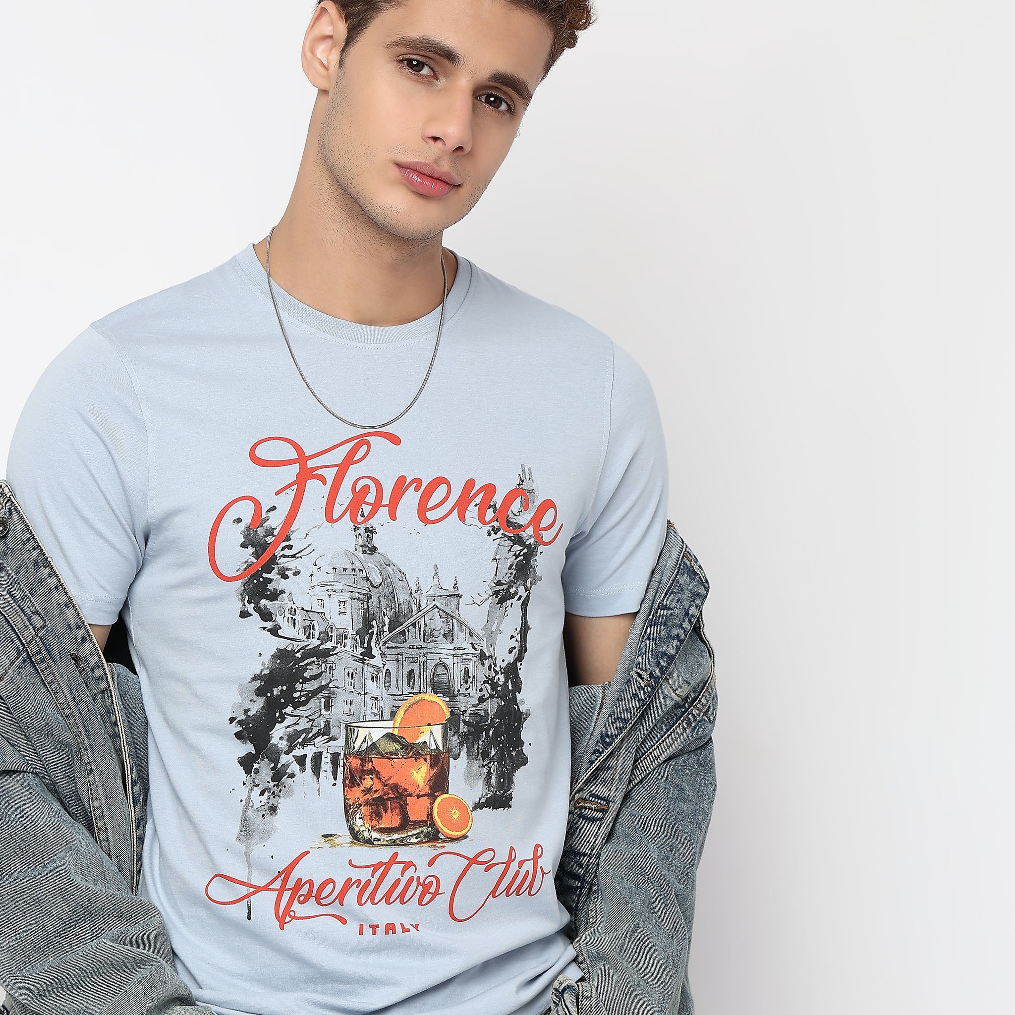 Knitted Graphic Crew Neck T-Shirt