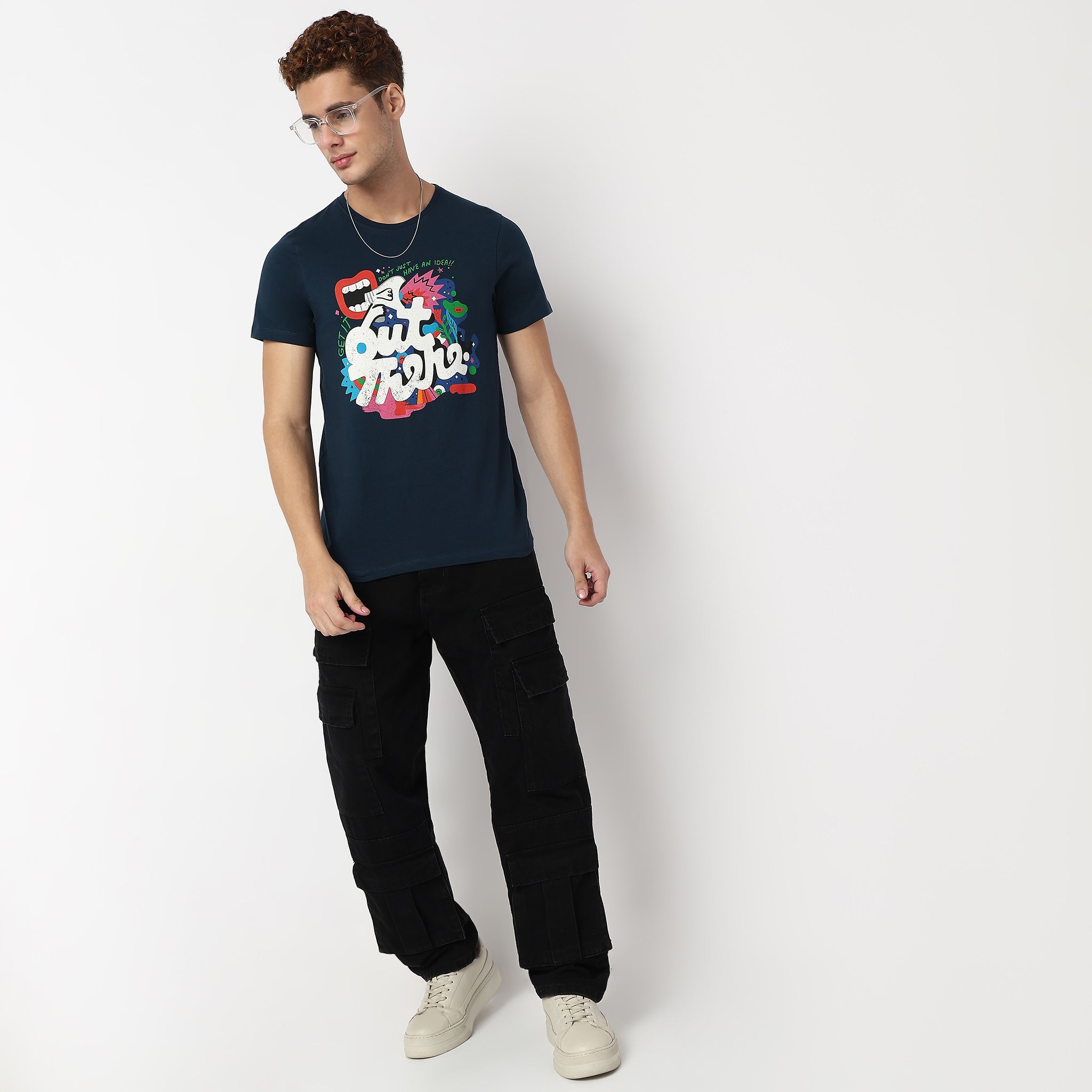 Knitted Graphic Crew Neck T-Shirt