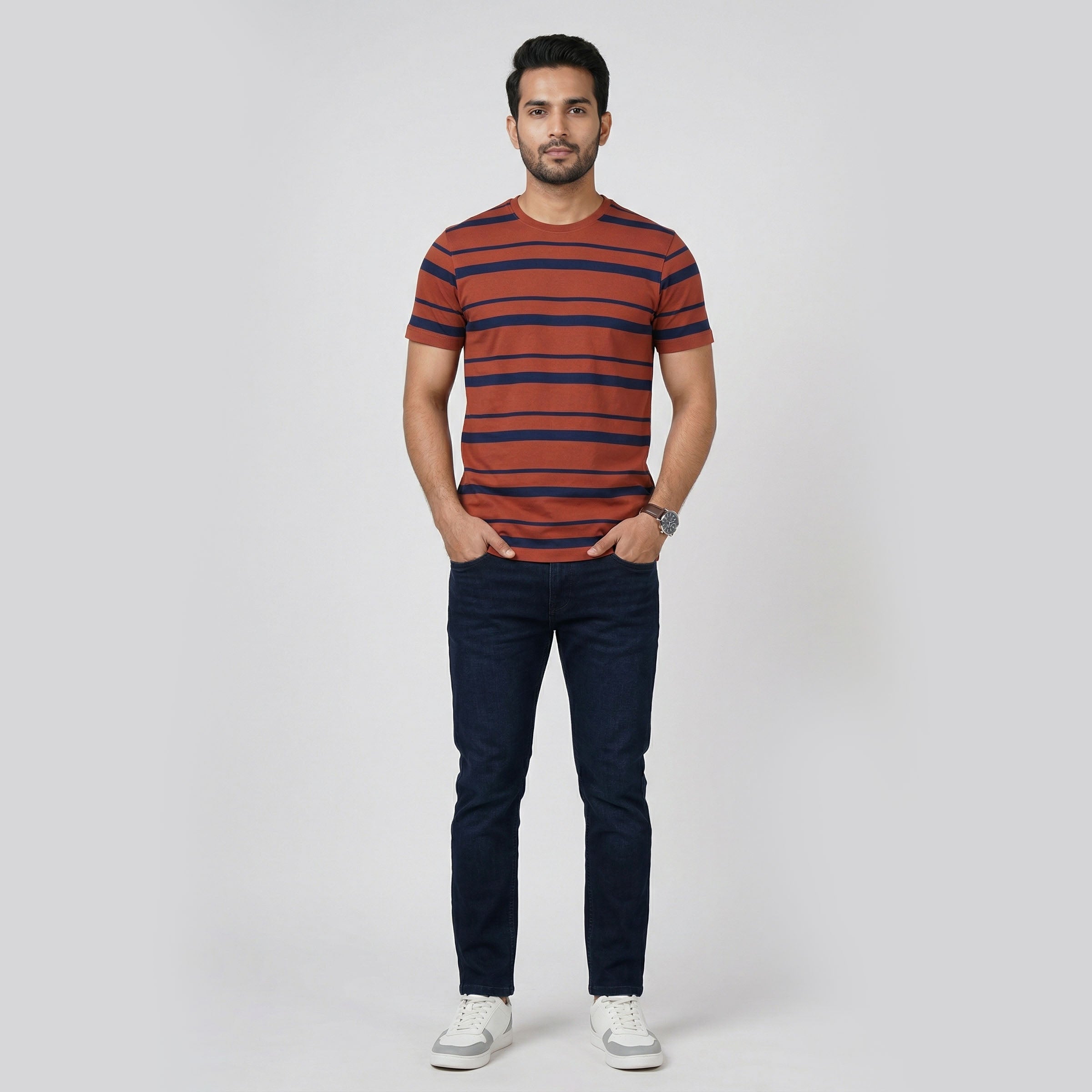 Striped Crew Neck Graphitee