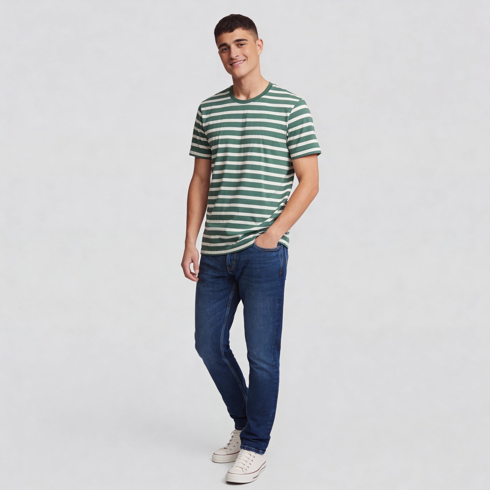 Striped Crew Neck Graphitee