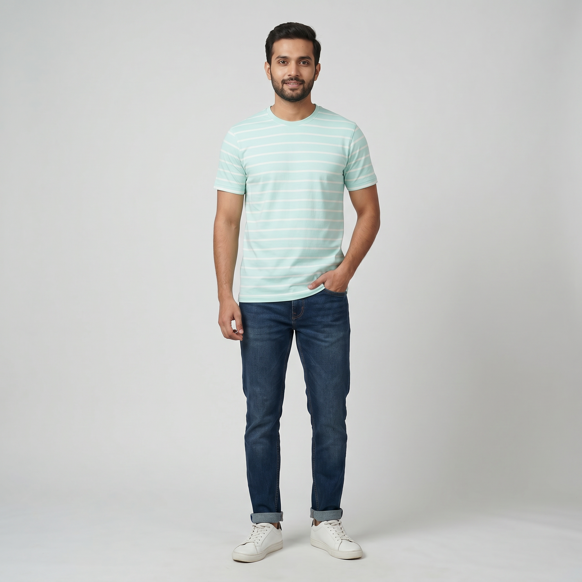Striped Crew Neck Graphitee