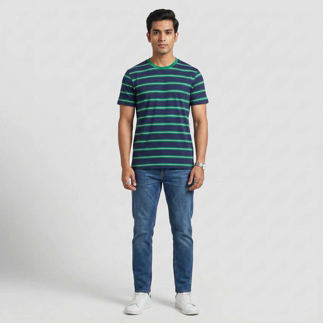 Striped Crew Neck Graphitee