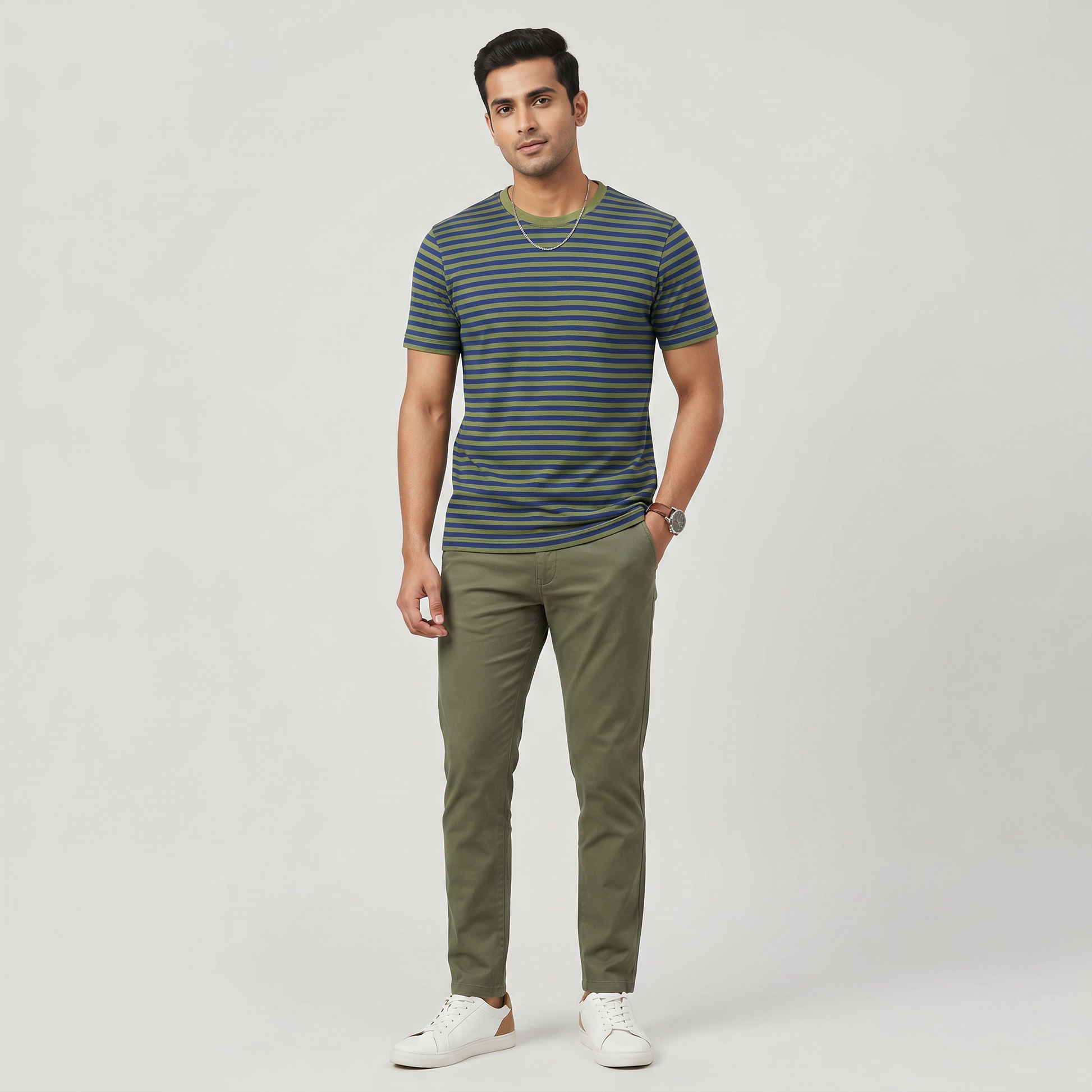 Striped Crew Neck Graphitee
