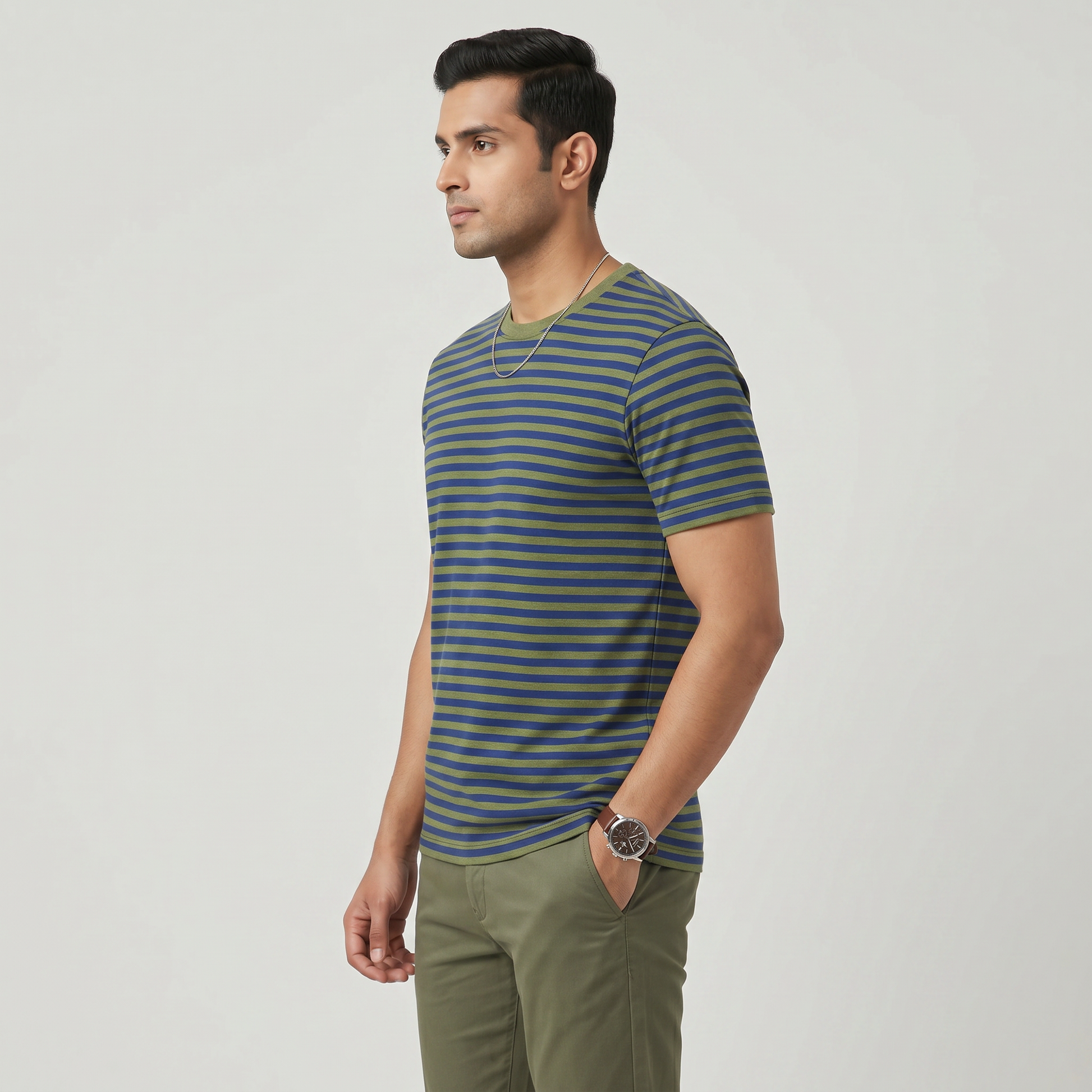 Striped Crew Neck Graphitee
