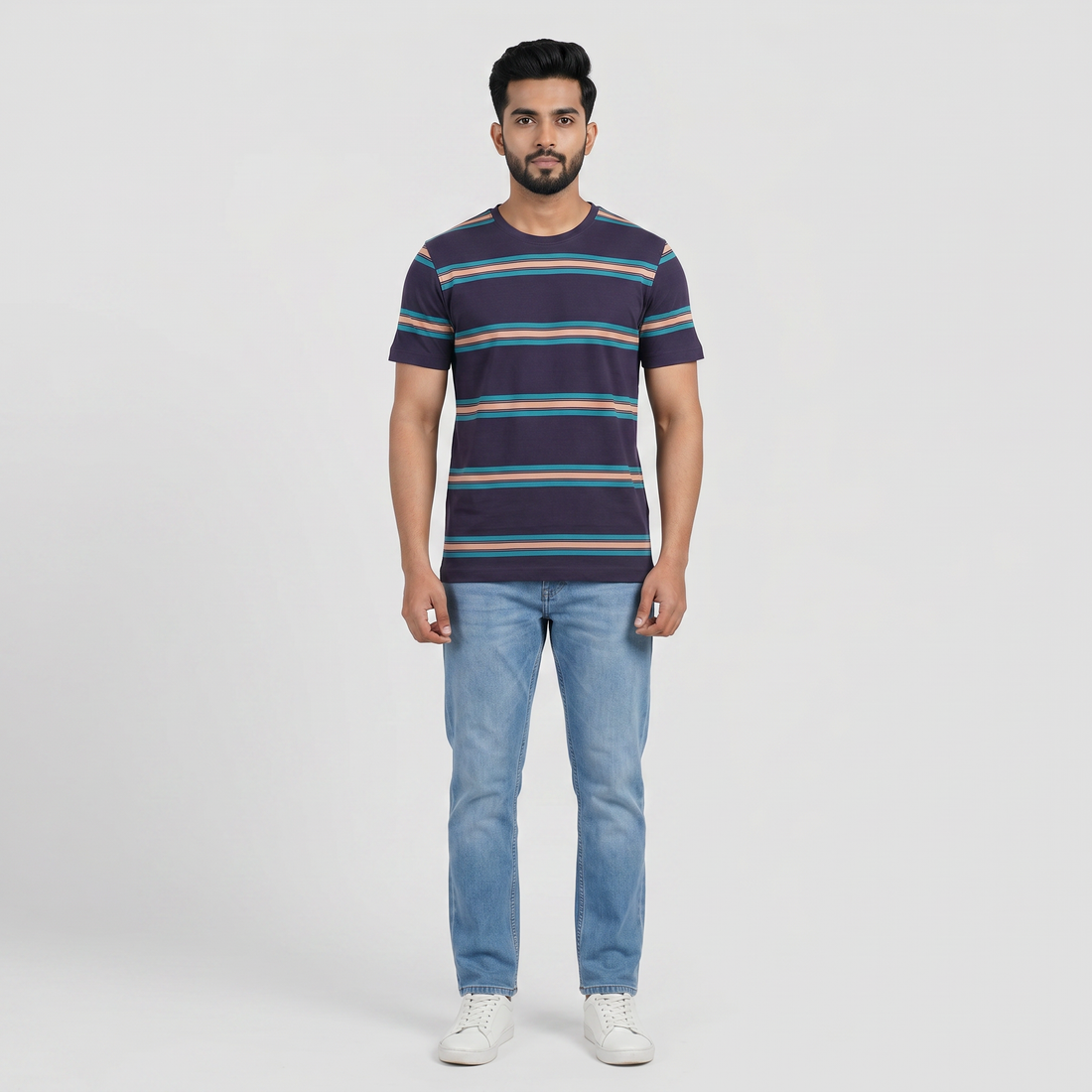 Striped Crew Neck Graphitee