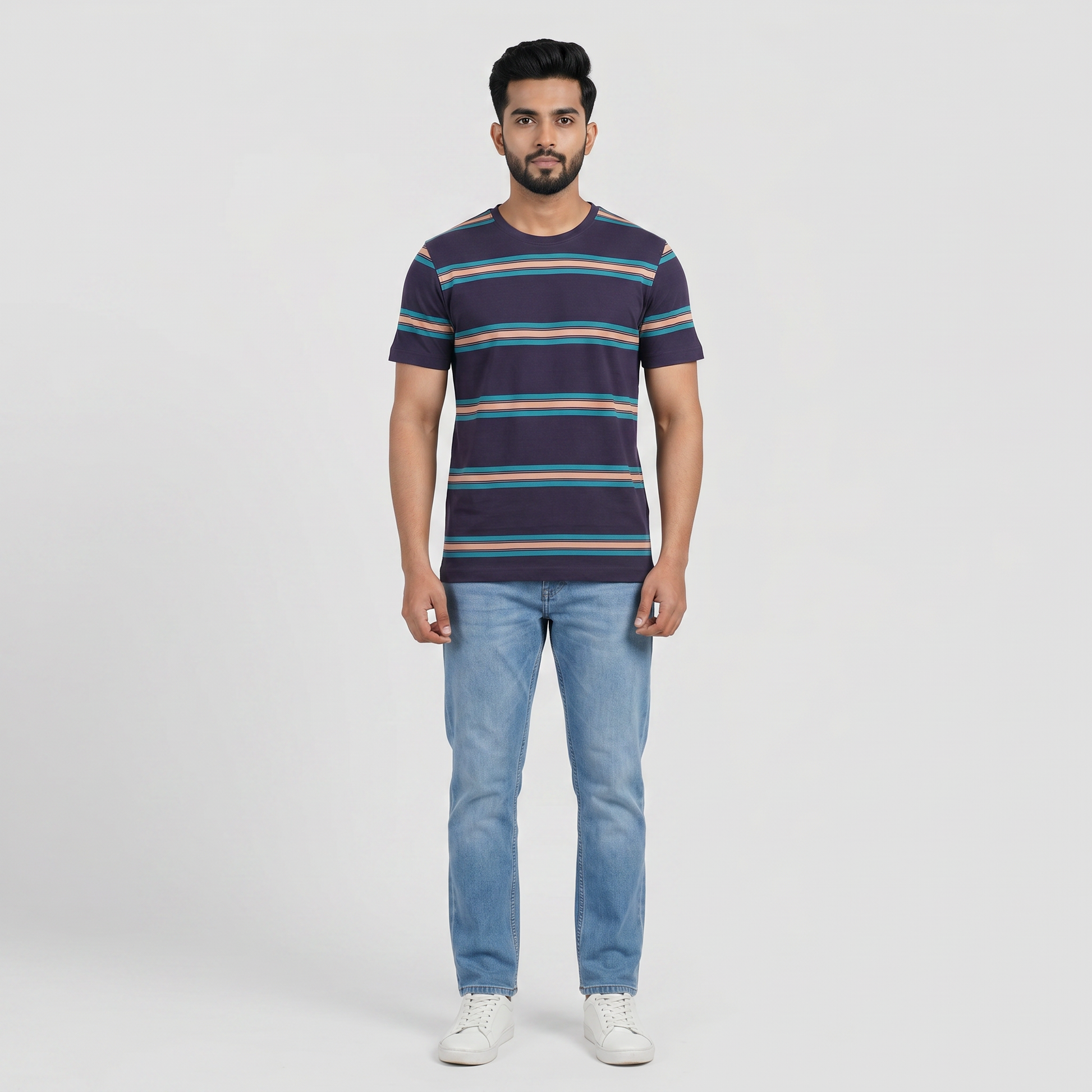 Striped Crew Neck Graphitee