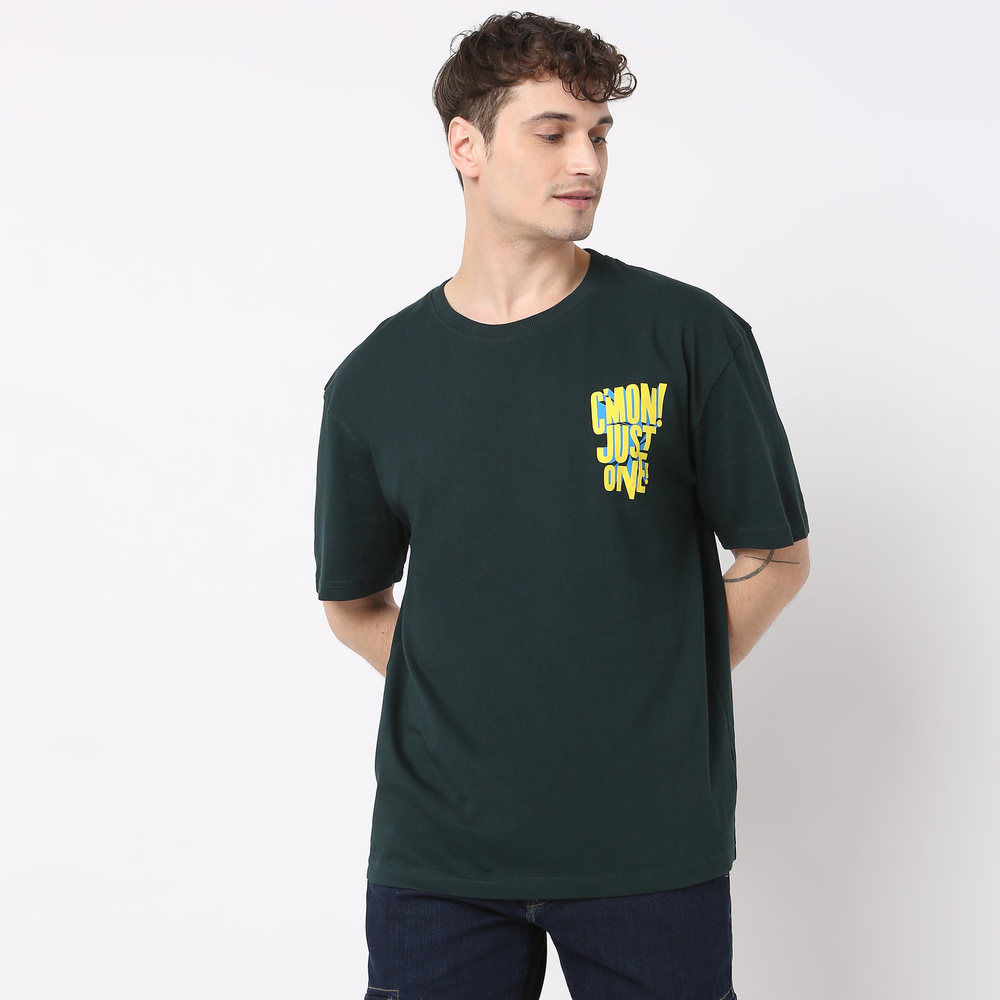 Oversize Graphic Crew Neck Modern Street Slogan T-Shirt