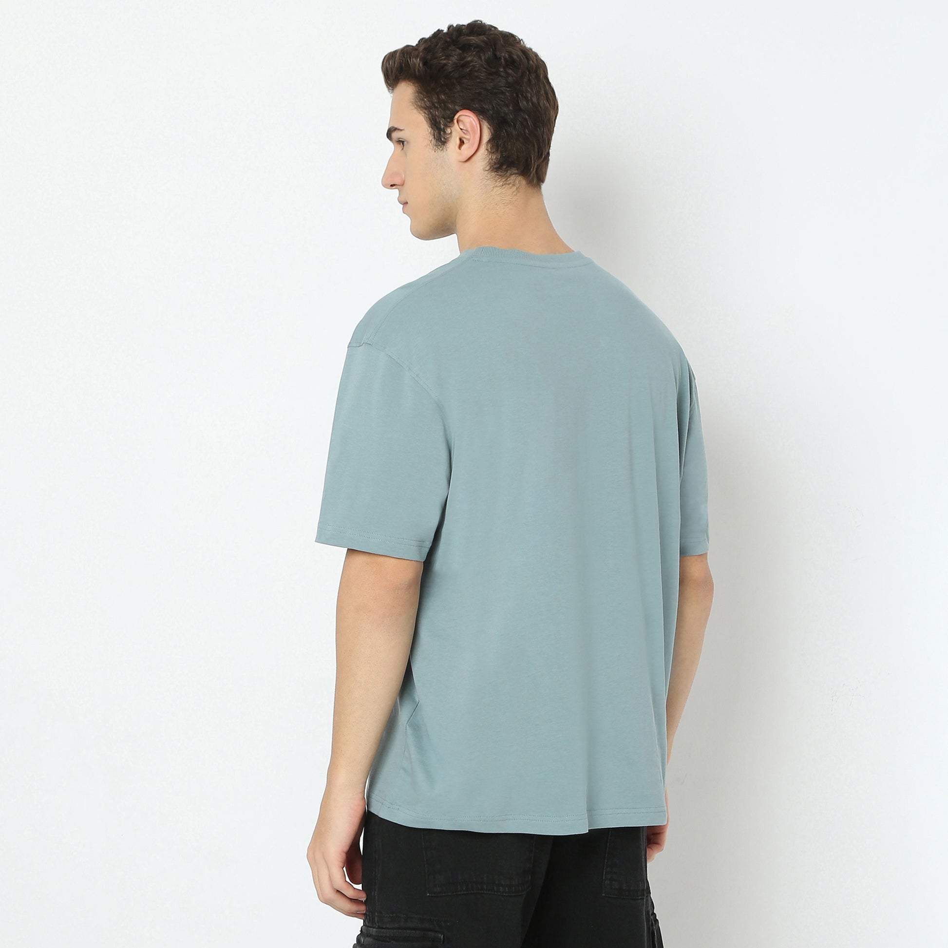 Oversize Graphic Crew Neck Modern Street Slogan T-Shirt