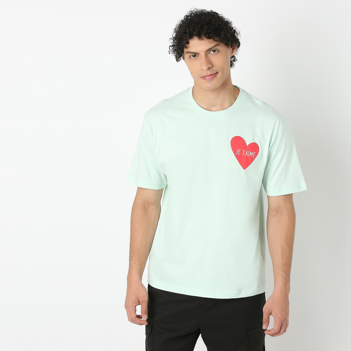 Graphic Crew Neck Oversize Slogan Over Size T-Shirt