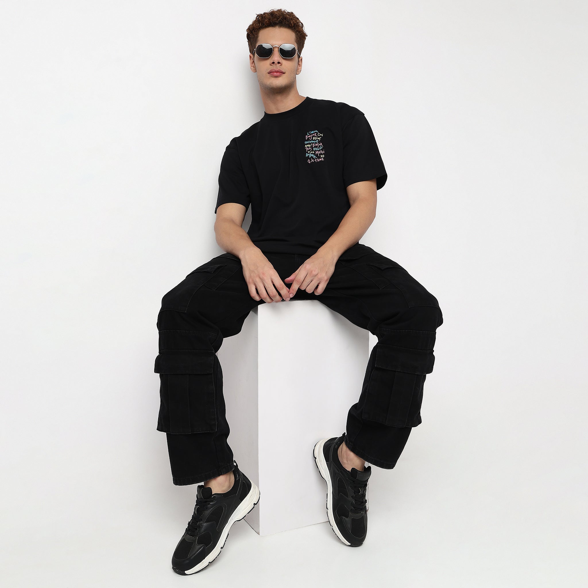 Knitted Graphic Crew Neck Slogan Oversize T-Shirt