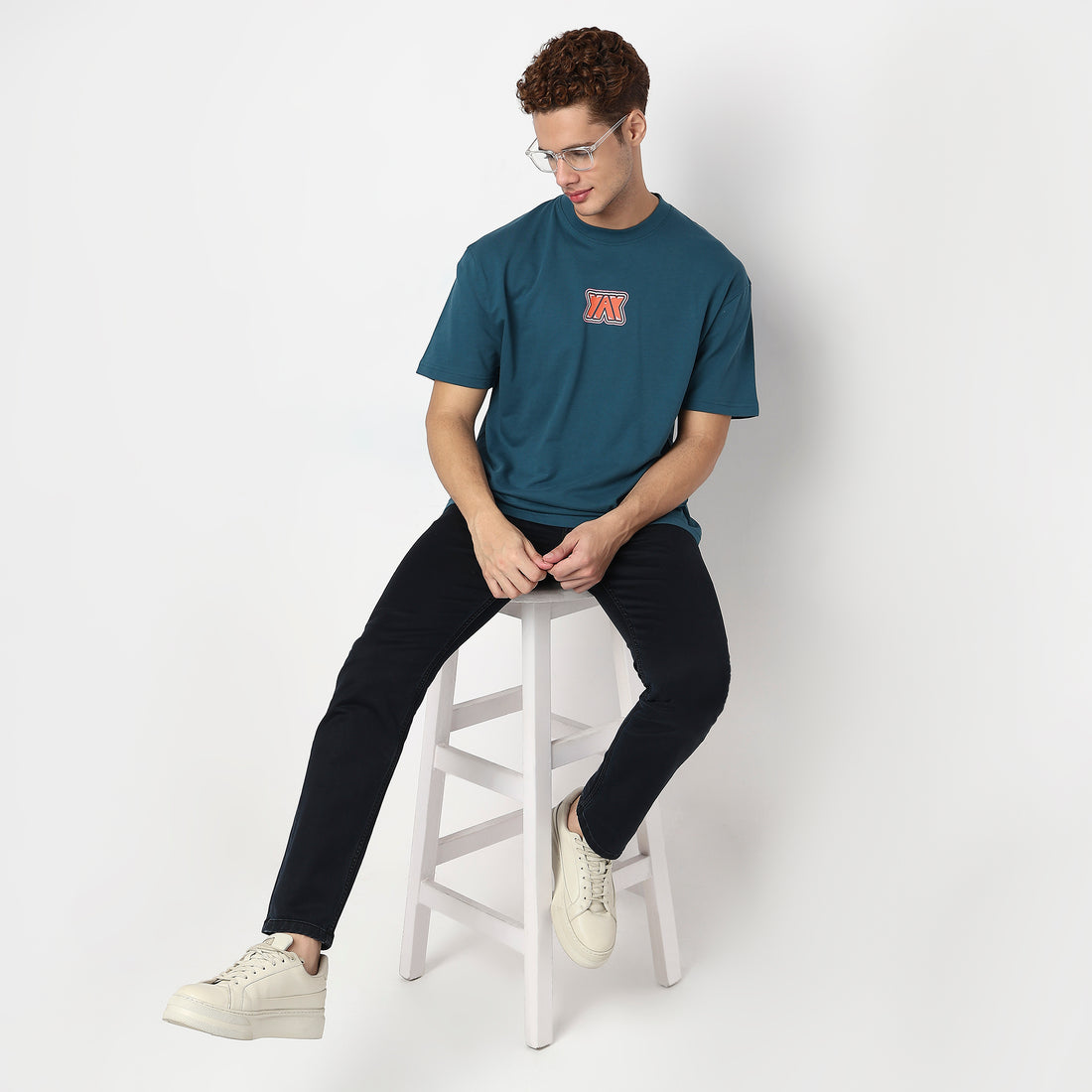 Knitted Graphic Crew Neck Slogan Oversize T-Shirt