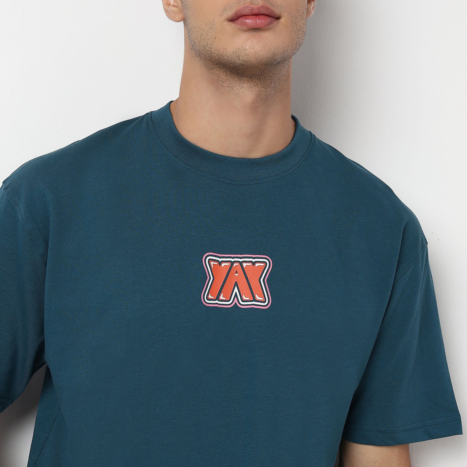 Knitted Graphic Crew Neck Slogan Oversize T-Shirt