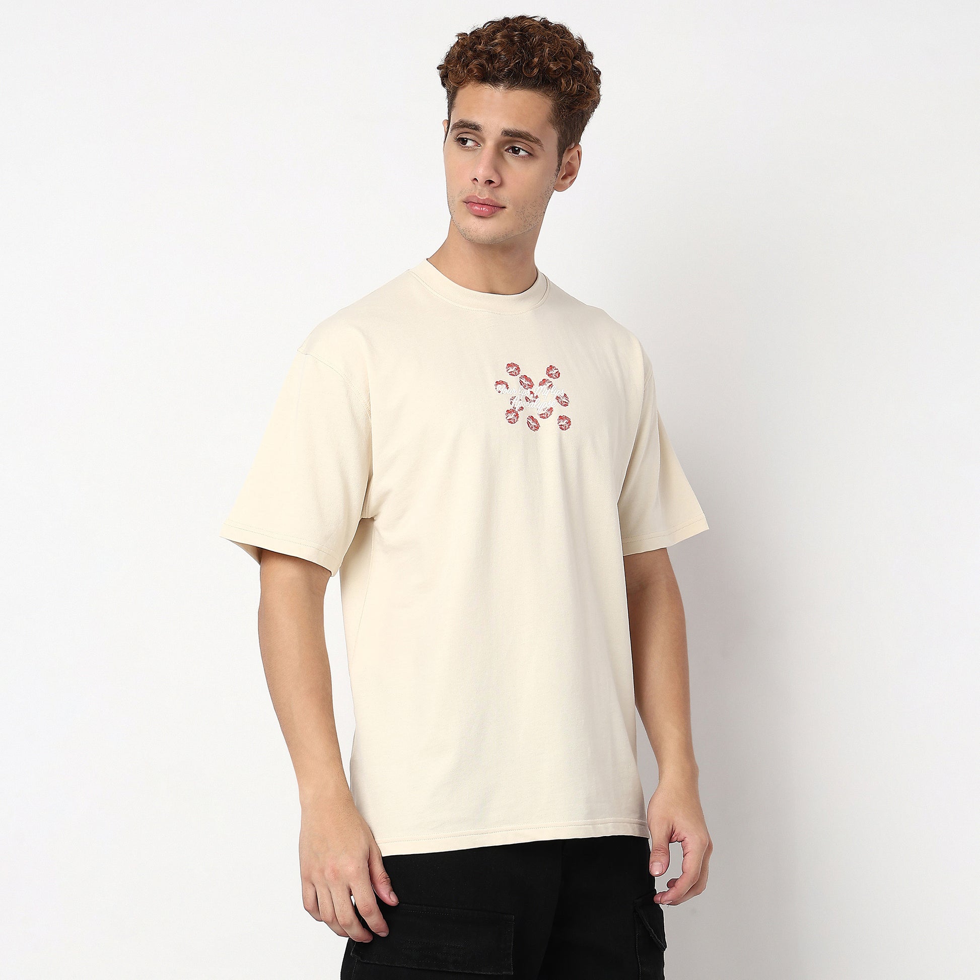 Knitted Graphic Crew Neck Slogan Oversize T-Shirt