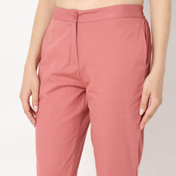 Slim Fit Solid Mid Rise Pants