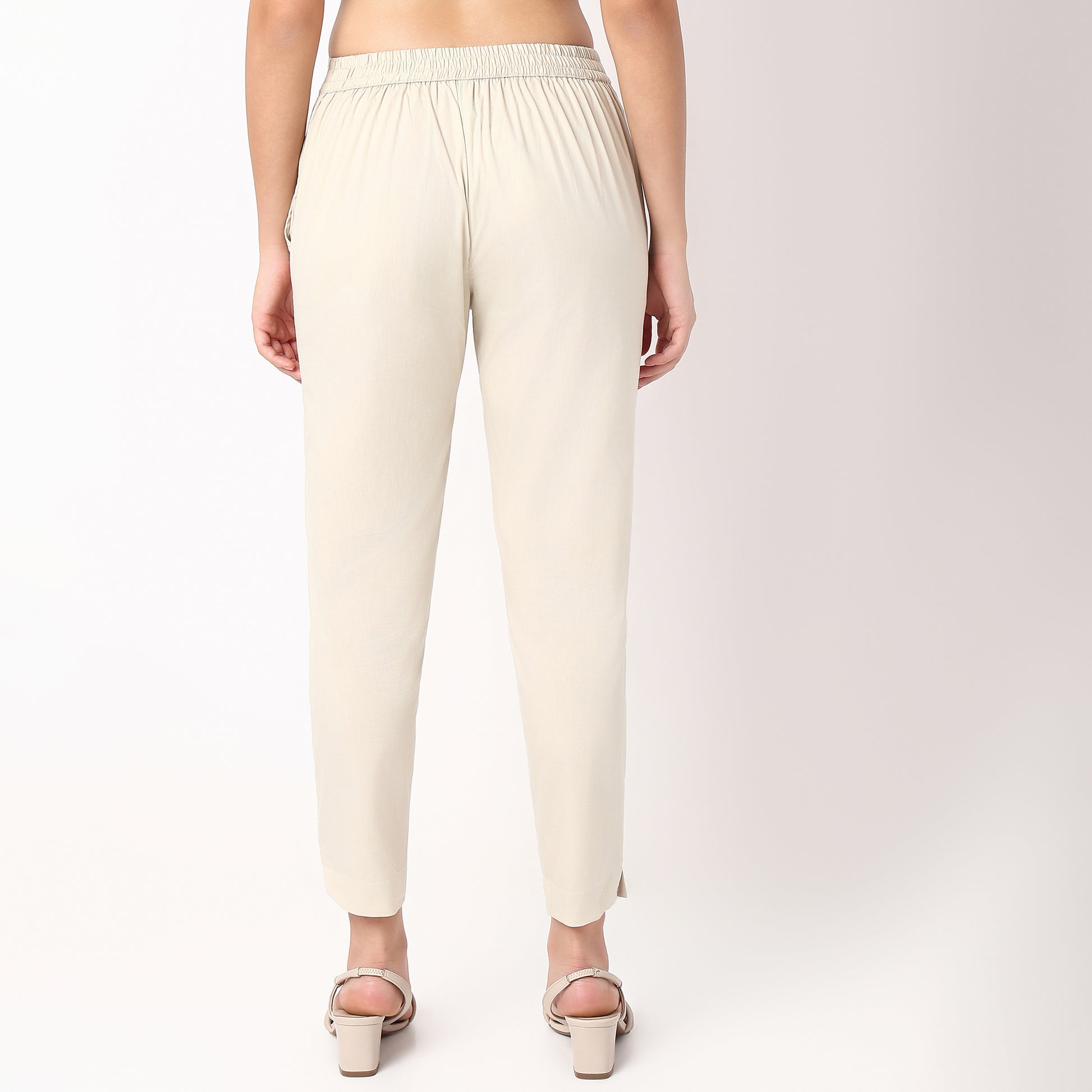 Slim Fit Solid Mid Rise Pants