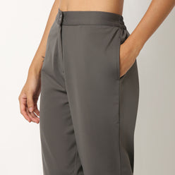 Slim Fit Solid Mid Rise Ethnic Pants