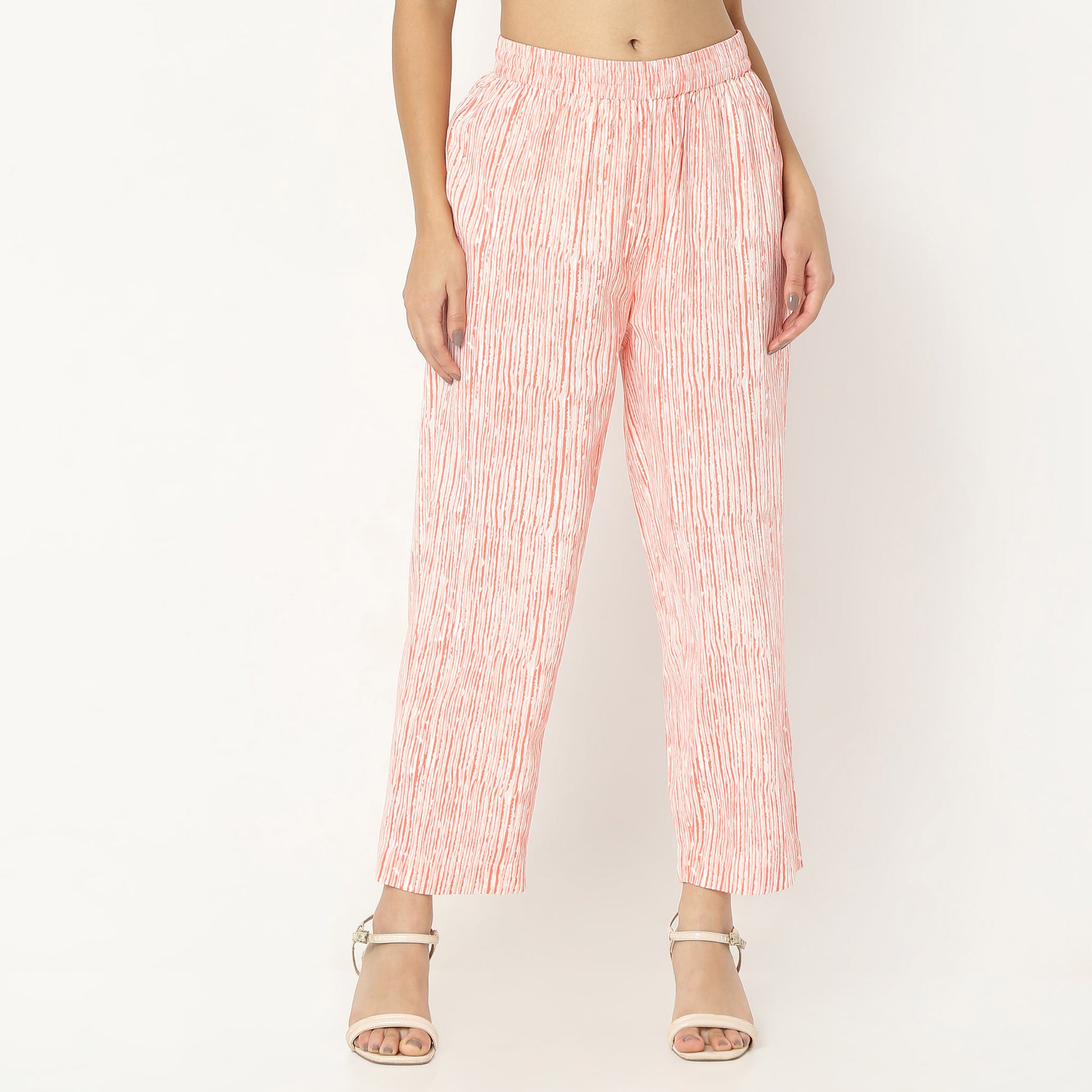 Straight Fit Printed Full Length Mid Rise Ethnic Pants