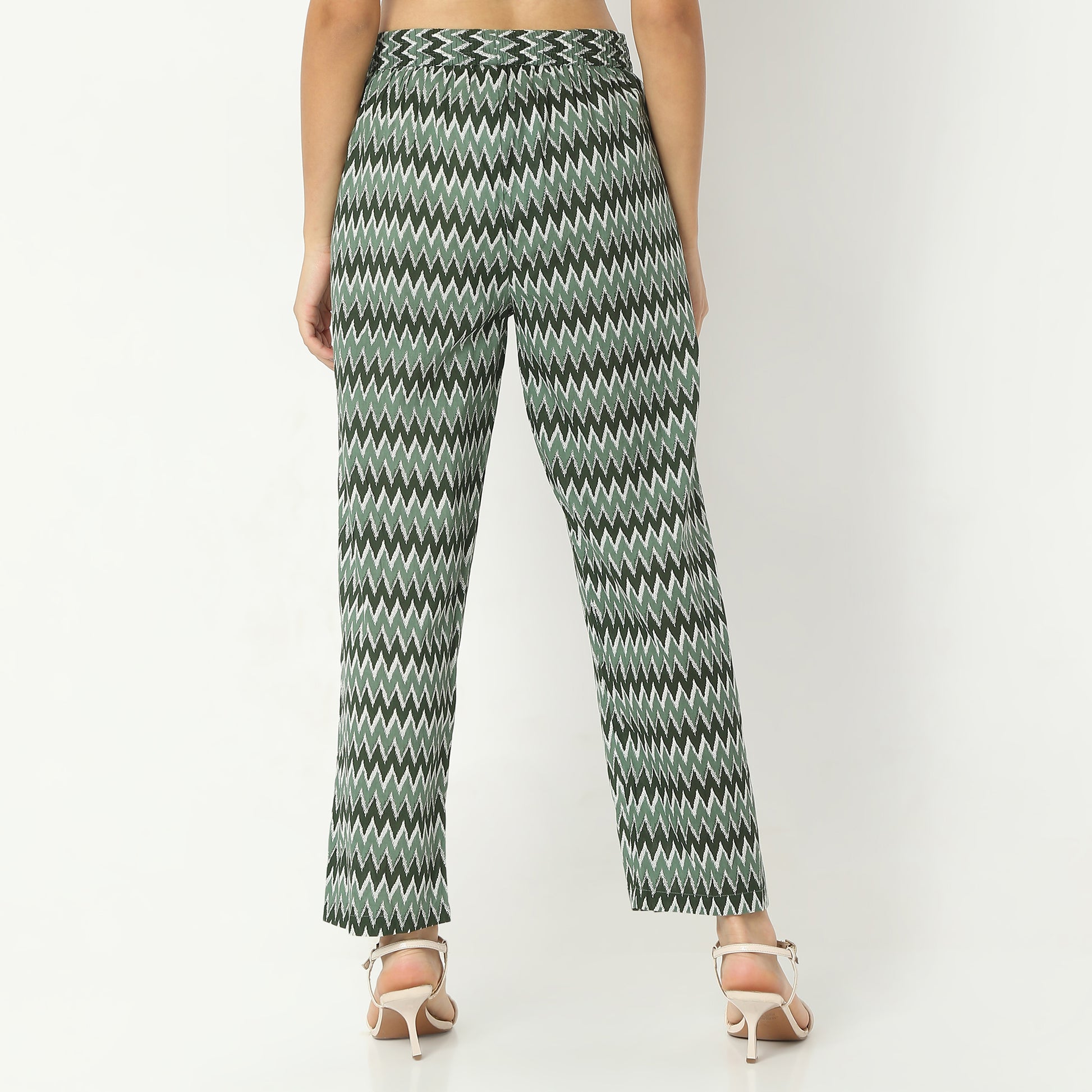 Straight Fit Printed Full Length Mid Rise Ethnic Pants