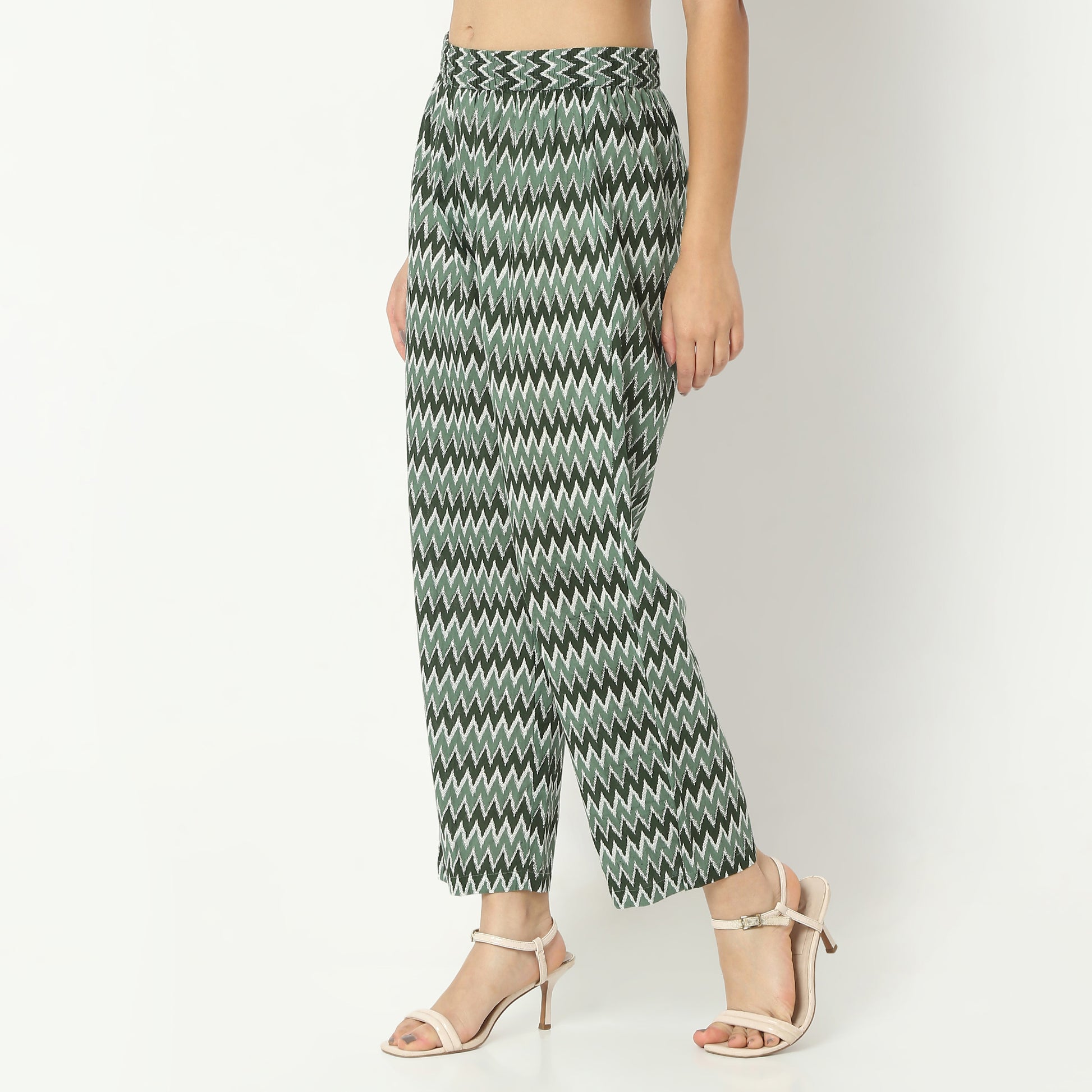 Straight Fit Printed Full Length Mid Rise Ethnic Pants