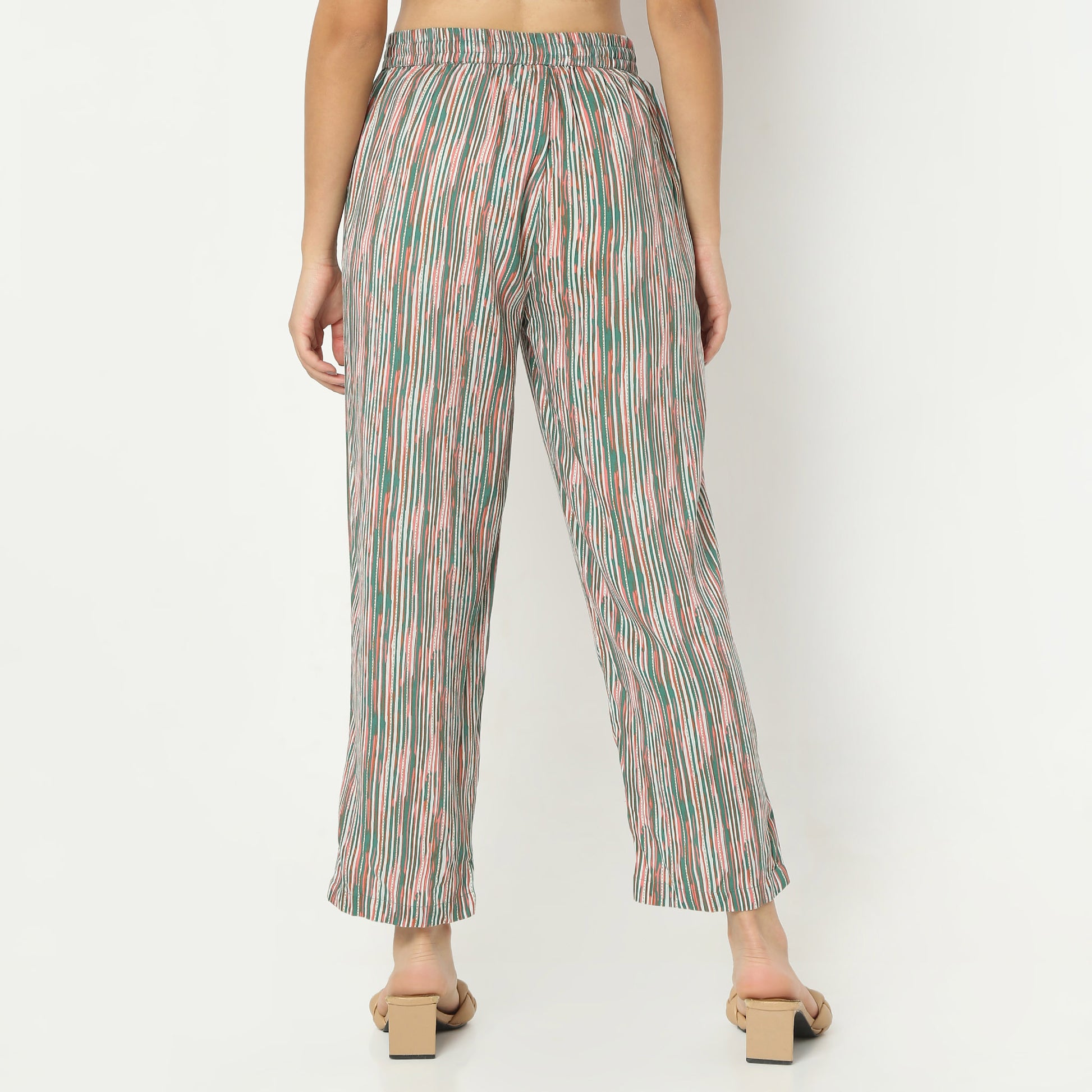 Straight Fit Printed Full Length Mid Rise Ethnic Pants