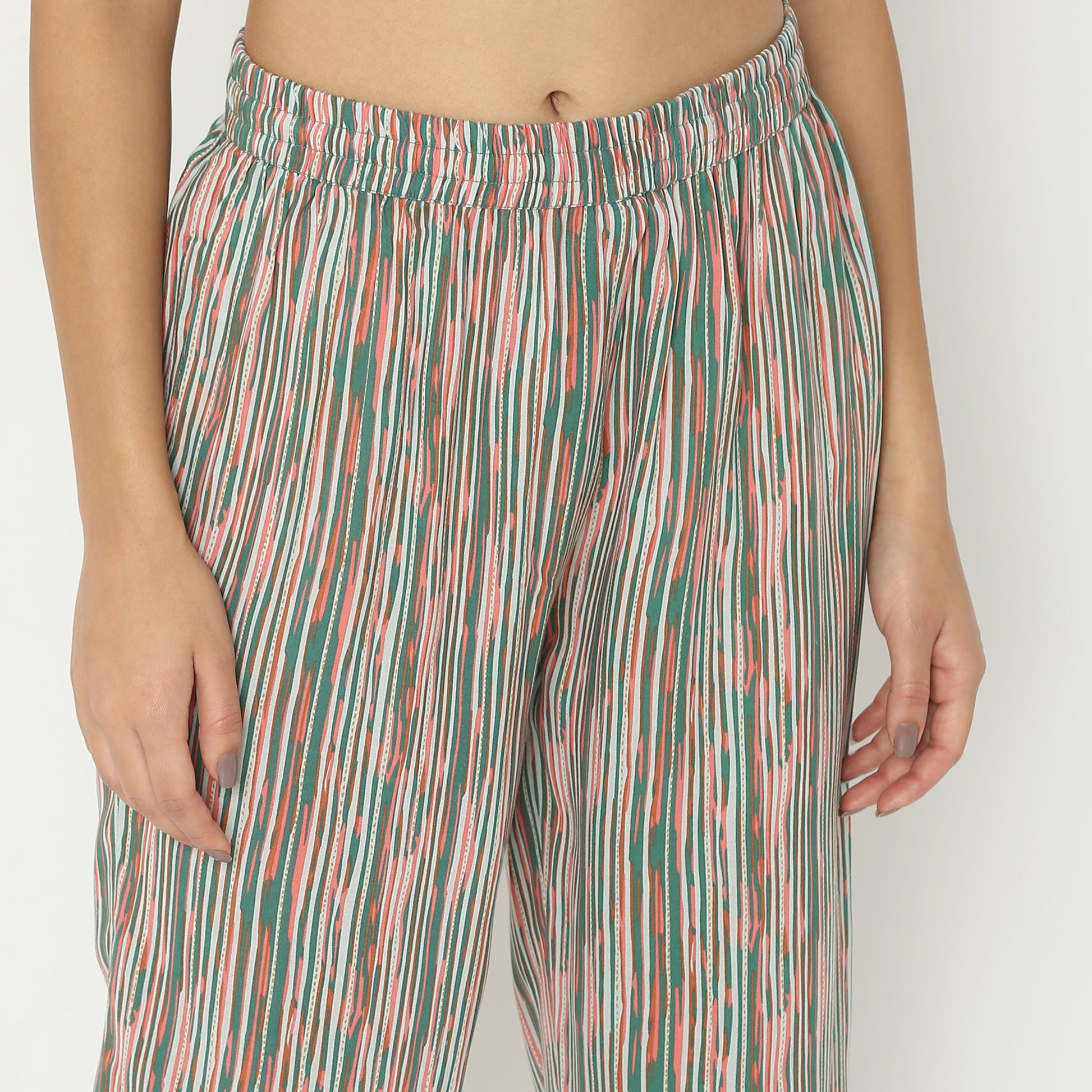 Straight Fit Printed Full Length Mid Rise Ethnic Pants