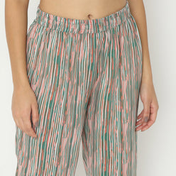 Straight Fit Printed Full Length Mid Rise Ethnic Pants