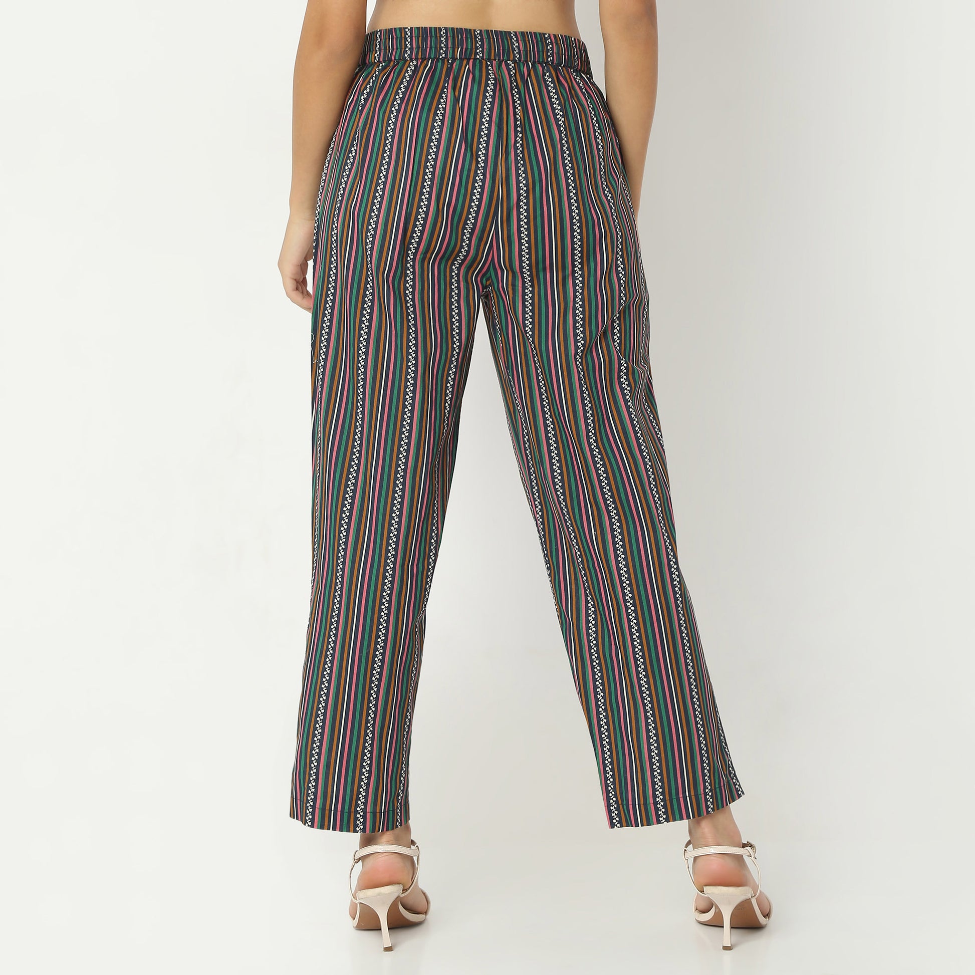 Straight Fit Printed Full Length Mid Rise Ethnic Pants