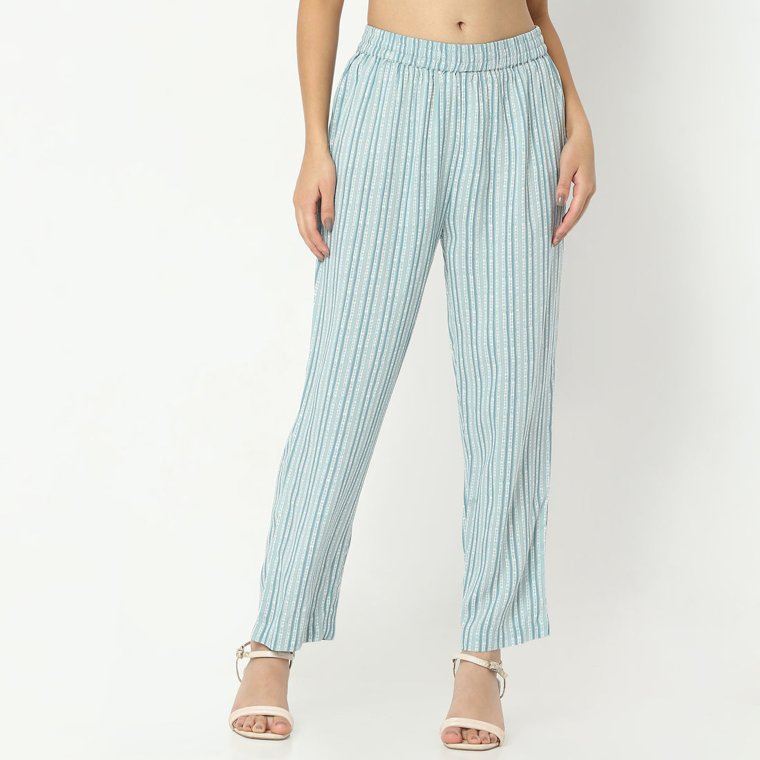 Straight Fit Printed Full Length Mid Rise Ethnic Pants