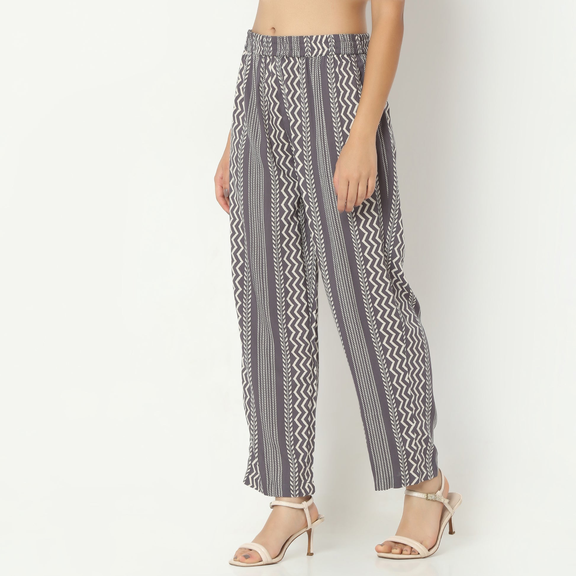 Straight Fit Printed Full Length Mid Rise Ethnic Pants