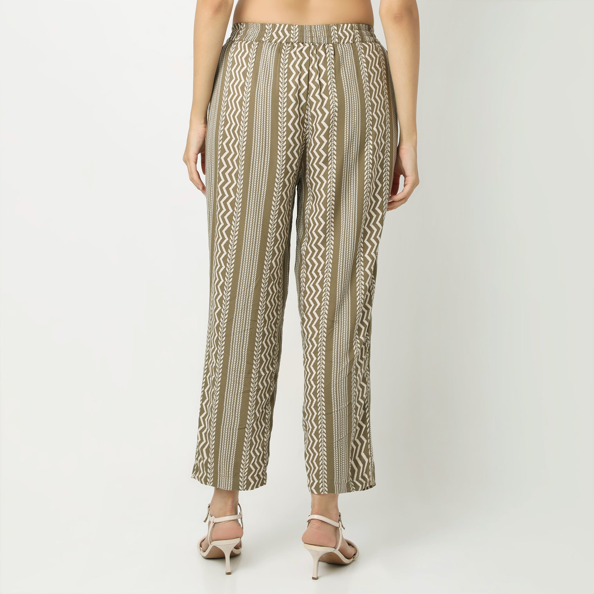 Straight Fit Printed Full Length Mid Rise Ethnic Pants