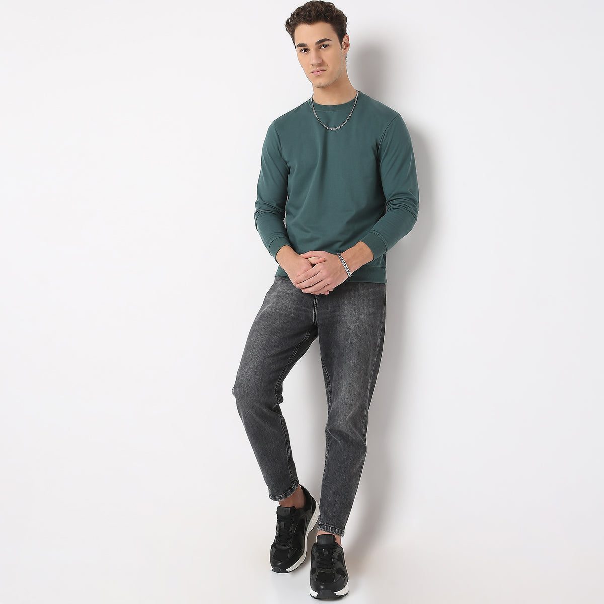 Regular Fit Solid Sweatshirt