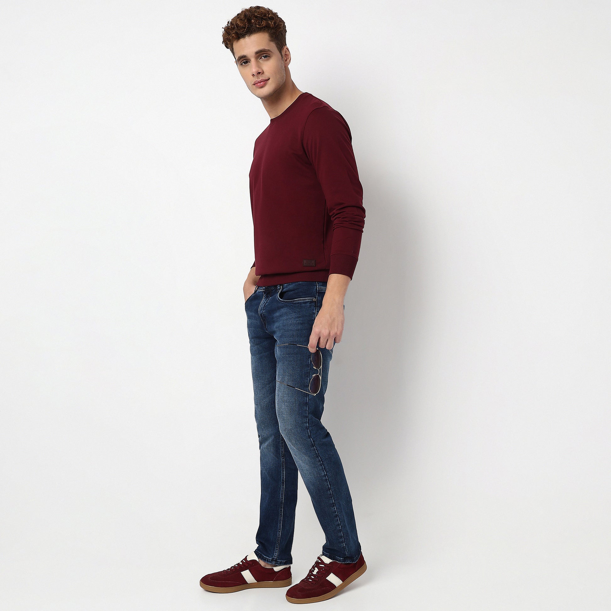 Regular Fit Solid Sweatshirt