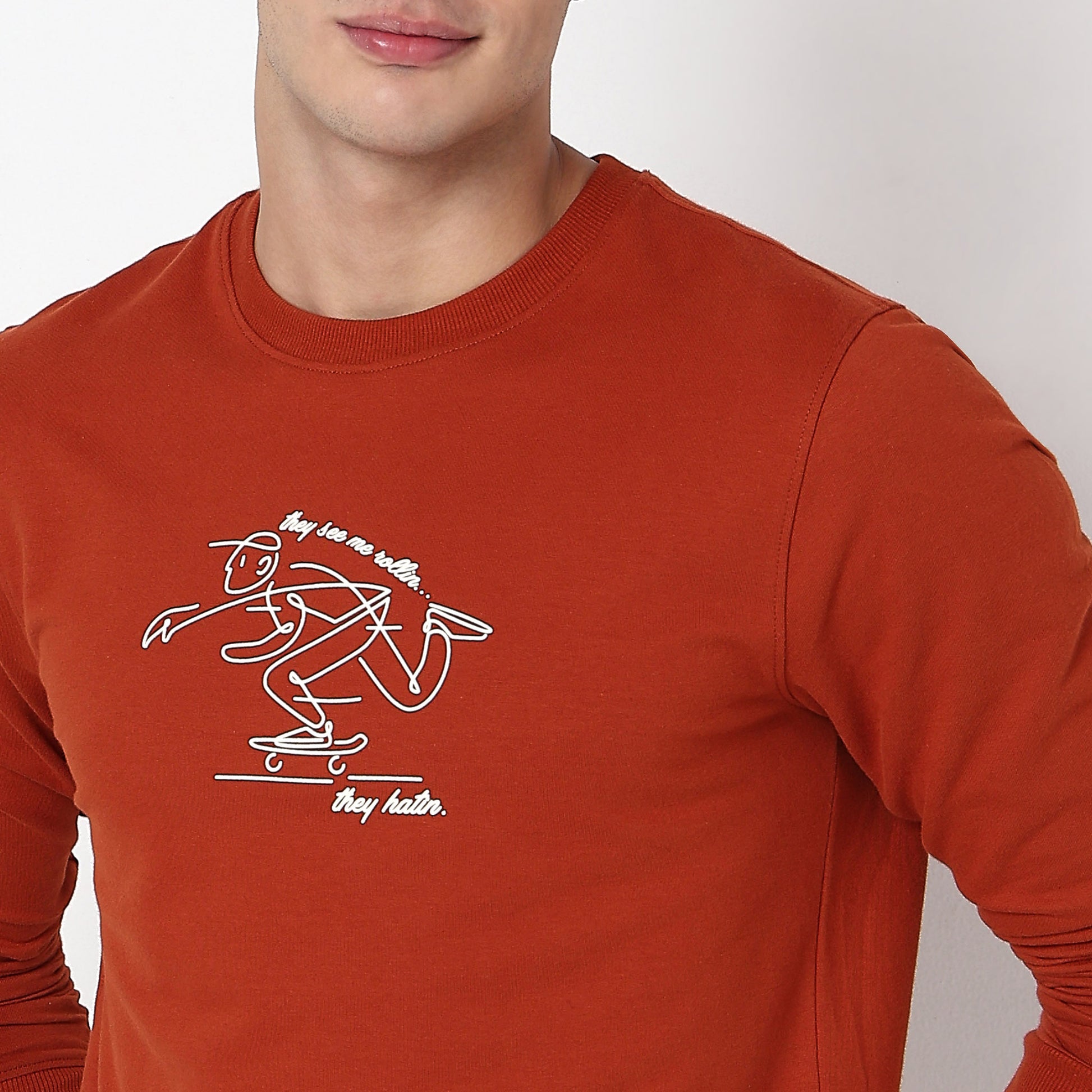 Knitted Graphic Crew Neck Popover Sweat Tee