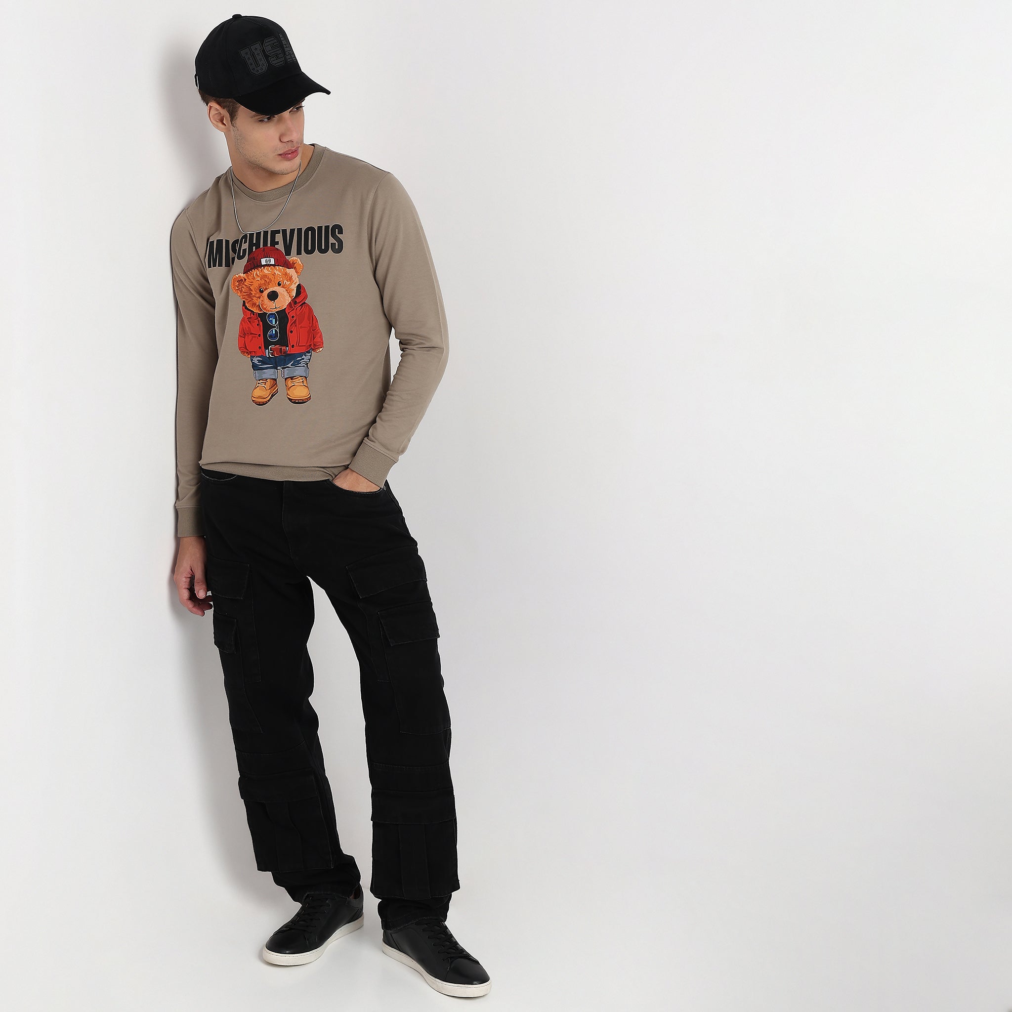 Knitted Graphic Crew Neck Popover Sweat Tee