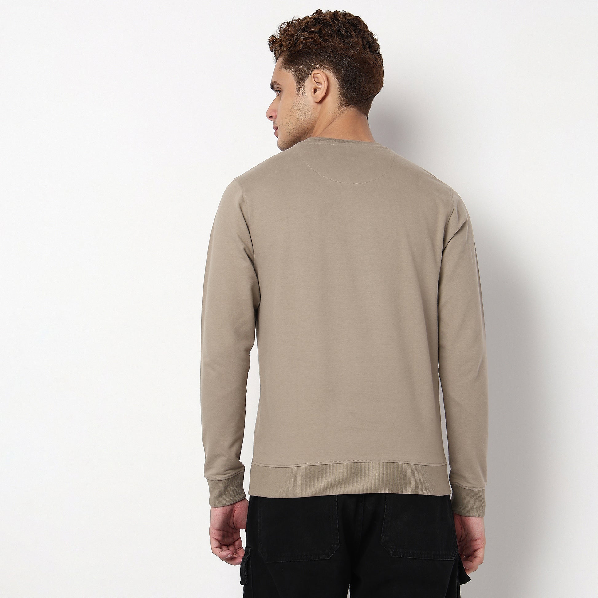 Knitted Graphic Crew Neck Popover Sweat Tee