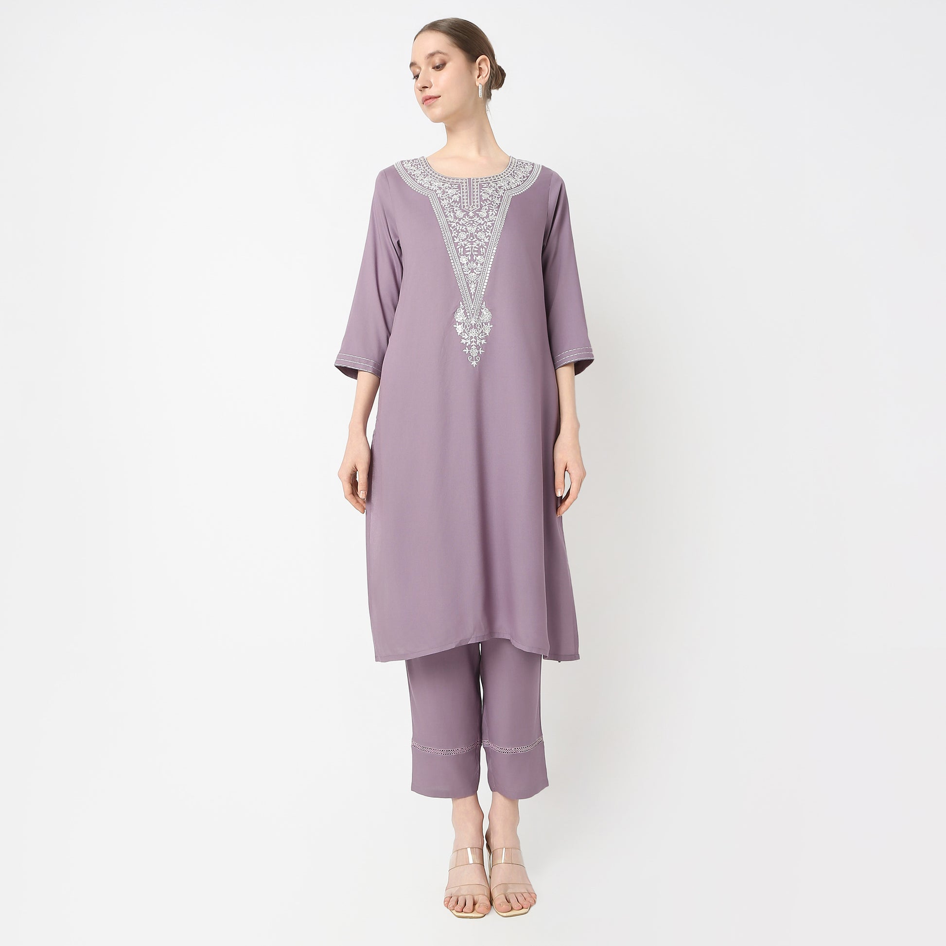 Flare Fit Embroidered Kurta