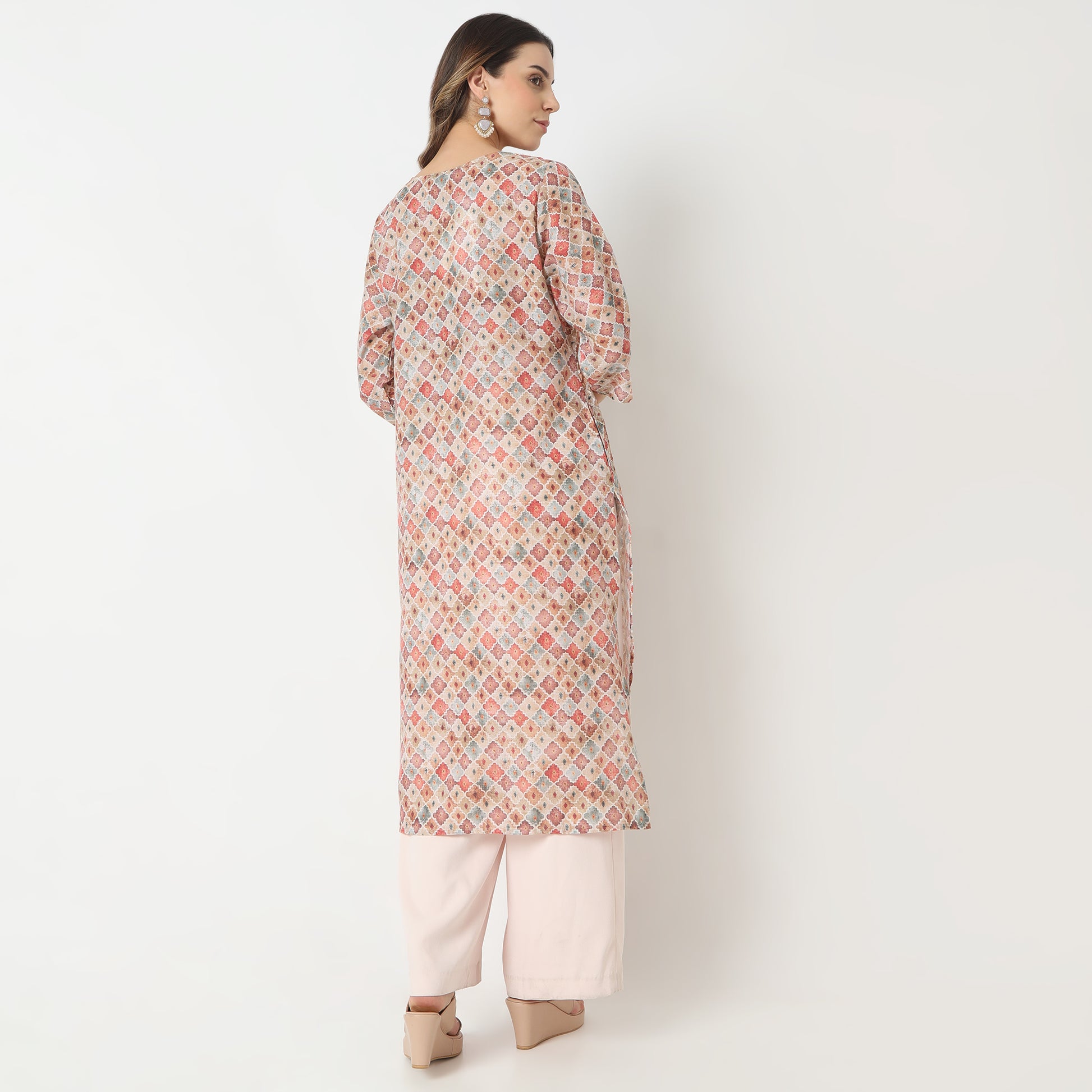 Straight Fit Printed Round Neck Kurta