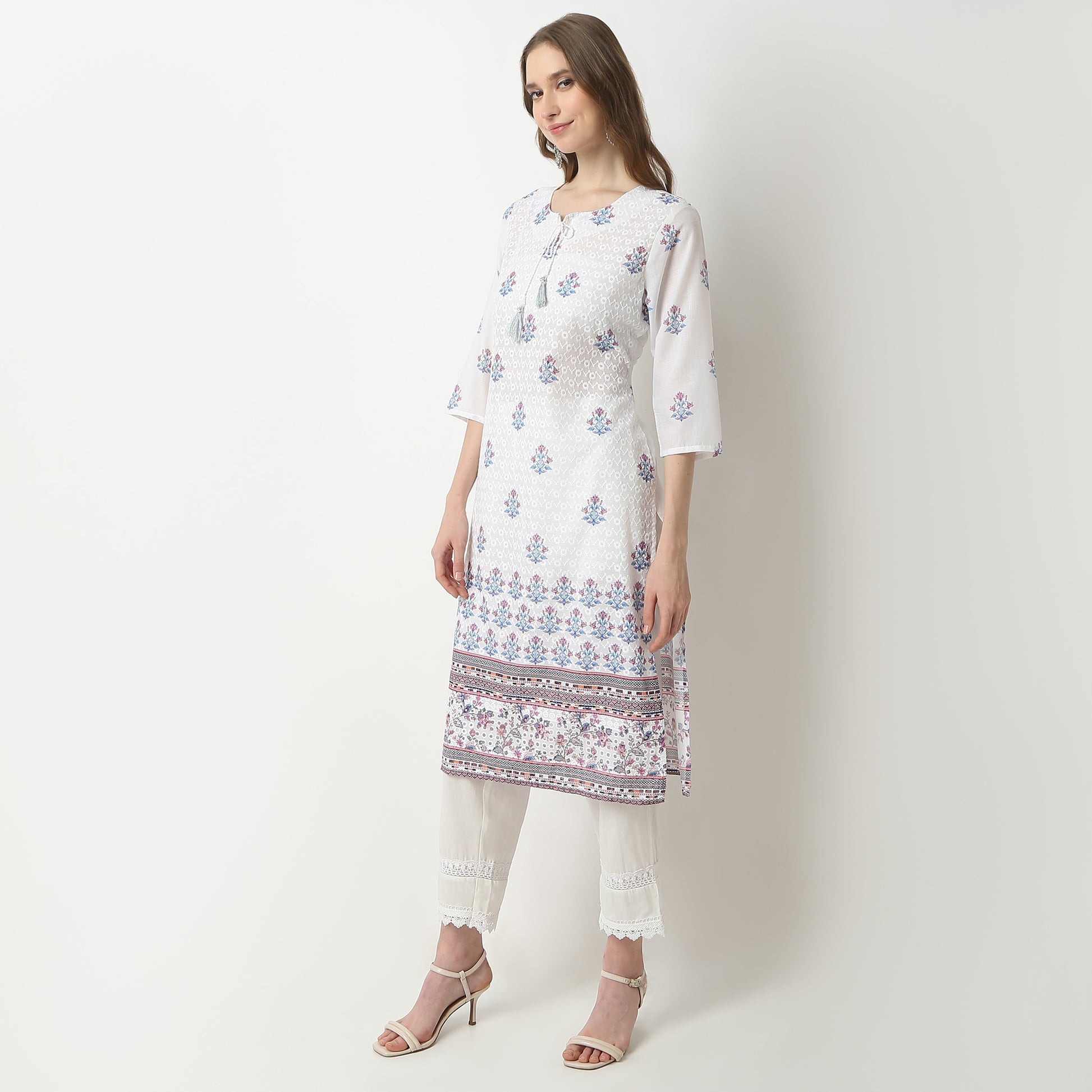 Straight Fit Printed Round Neck Kurta