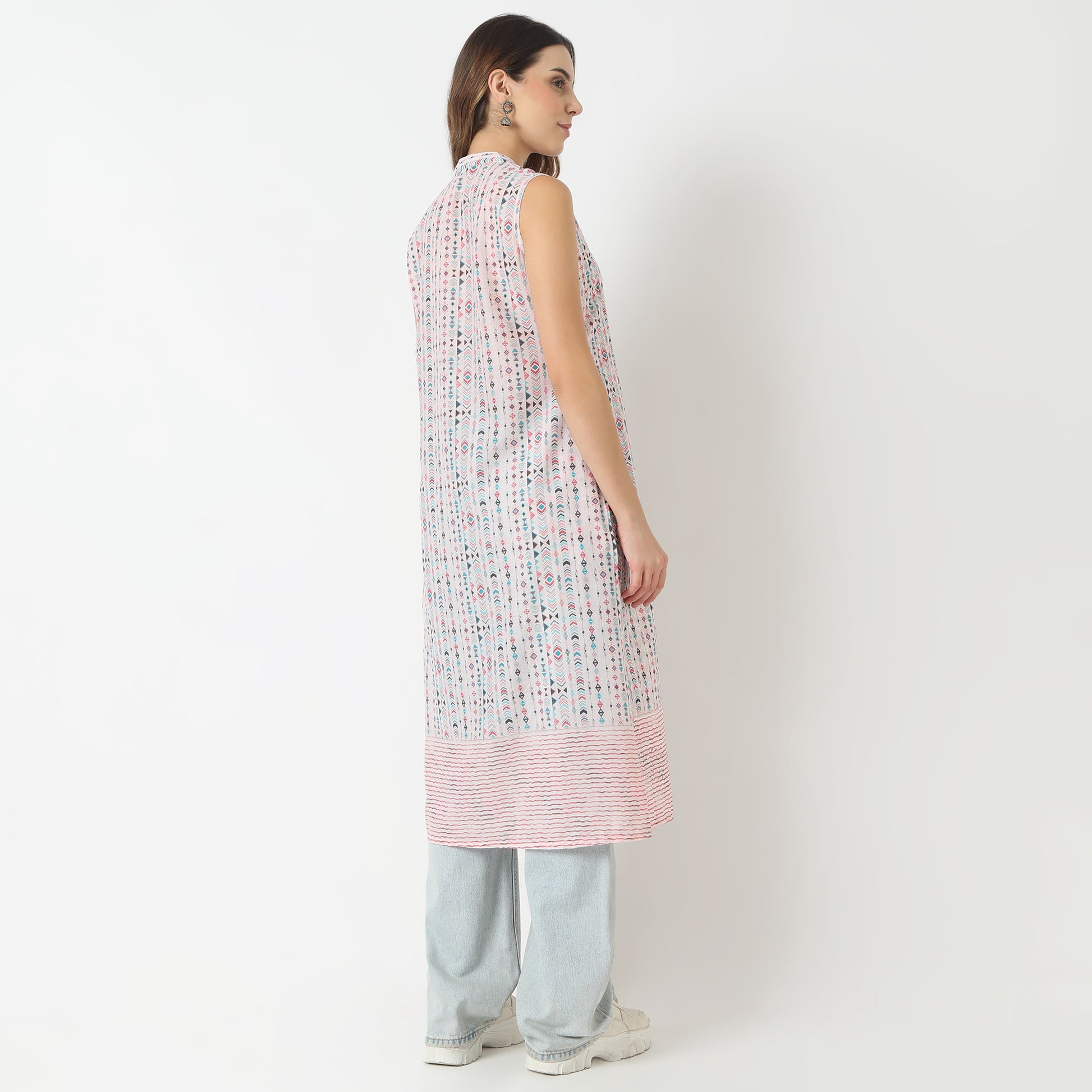 Buy Women Straight Fit Printed Sleeveless Kurta  - Style Union