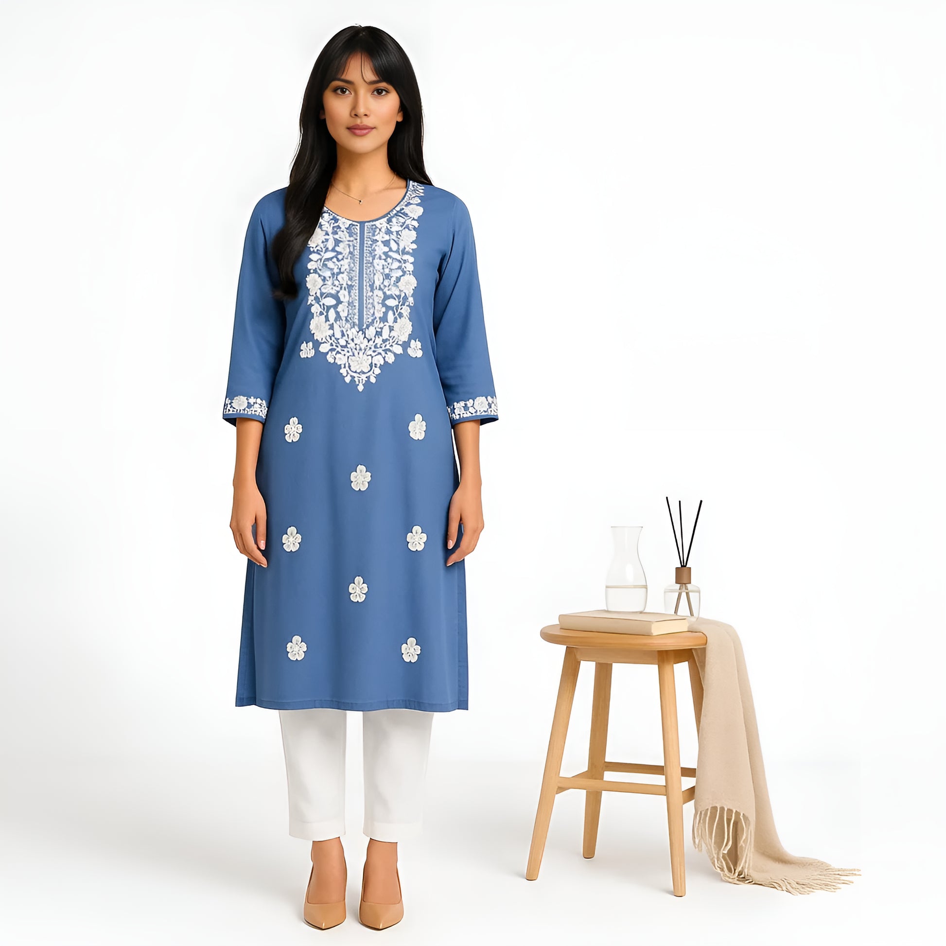 Embroidered Straight Long Kurta